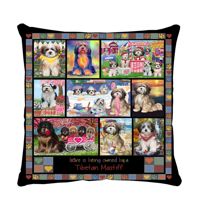 Love is Being Owned Tibetan Mastiff Dog Grey Pillow PIL85056