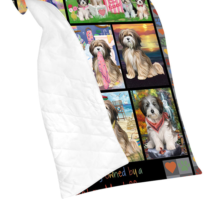 Love is Being Owned Tibetan Mastiff Dog Grey Quilt