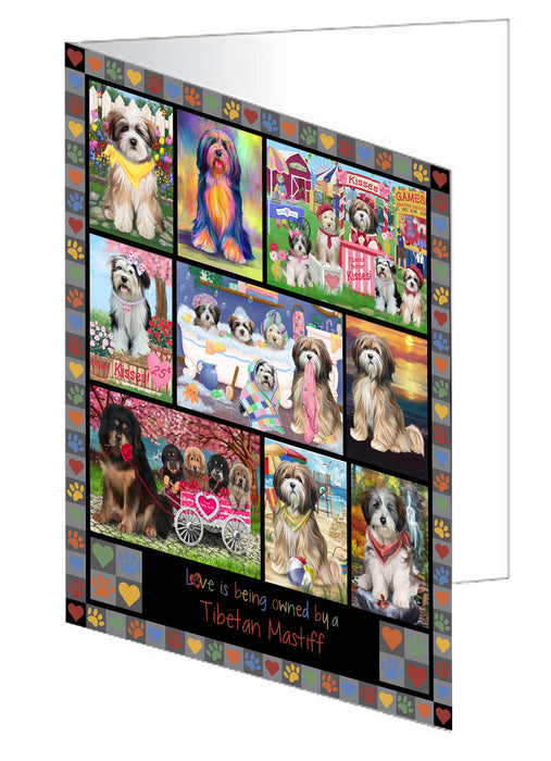 Love is Being Owned Tibetan Mastiff Dog Grey Handmade Artwork Assorted Pets Greeting Cards and Note Cards with Envelopes for All Occasions and Holiday Seasons GCD77513
