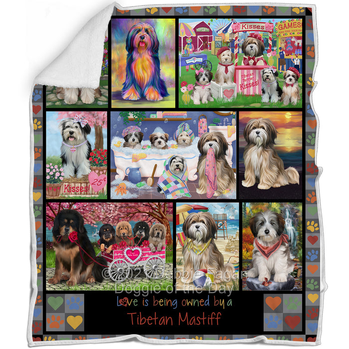 Love is Being Owned Tibetan Mastiff Dog Grey Blanket BLNKT137973