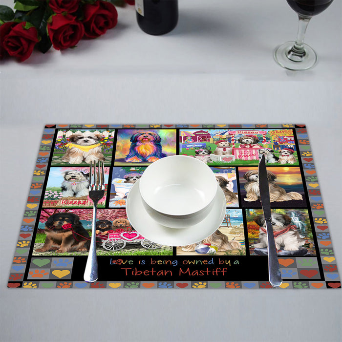 Love is Being Owned Tibetan Mastiff Dog Grey Placemat
