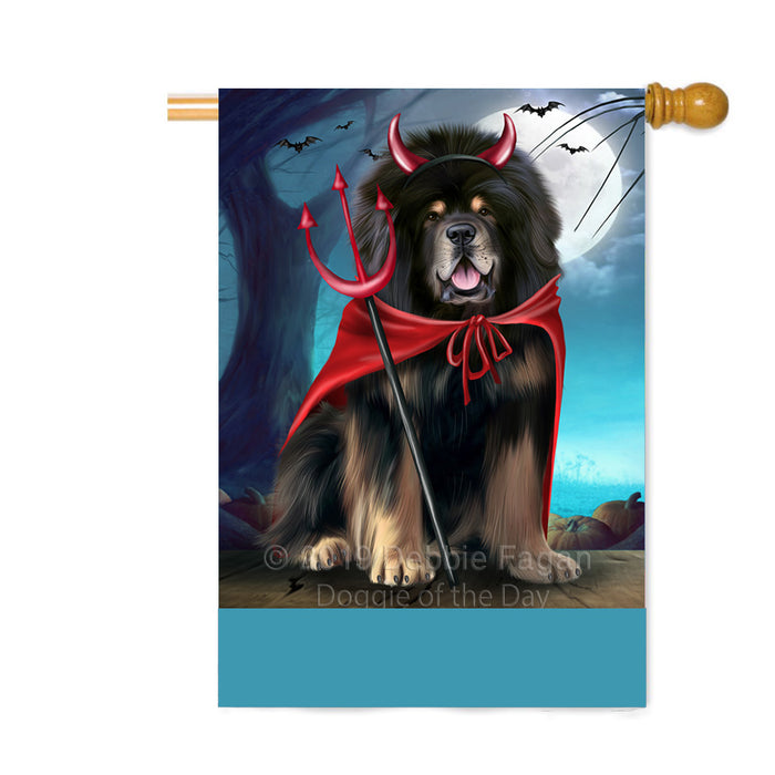 Personalized Happy Halloween Trick or Treat Tibetan Mastiff Dog Devil Custom House Flag FLG64180