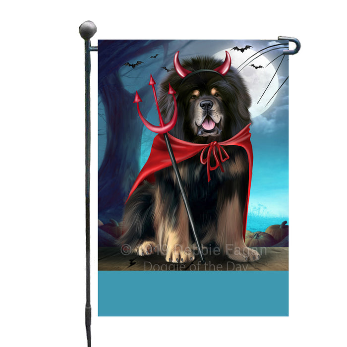 Personalized Happy Halloween Trick or Treat Tibetan Mastiff Dog Devil Custom Garden Flag GFLG64489
