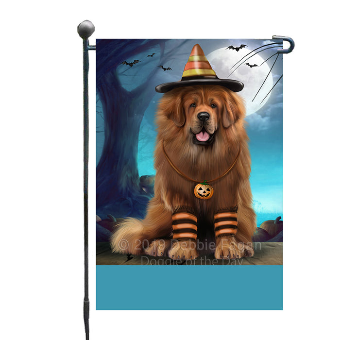 Personalized Happy Halloween Trick or Treat Tibetan Mastiff Dog Candy Corn Custom Garden Flag GFLG64434