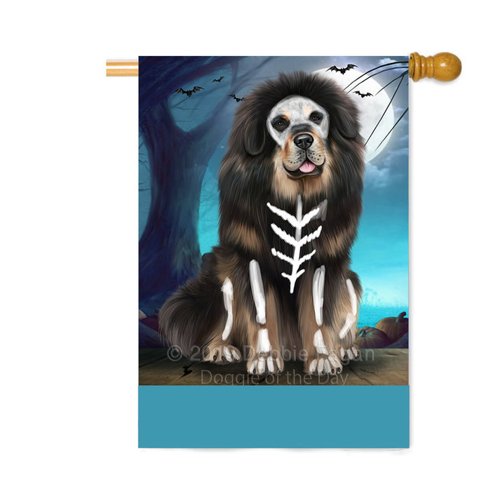 Personalized Happy Halloween Trick or Treat Tibetan Mastiff Dog Skeleton Custom House Flag FLG64235