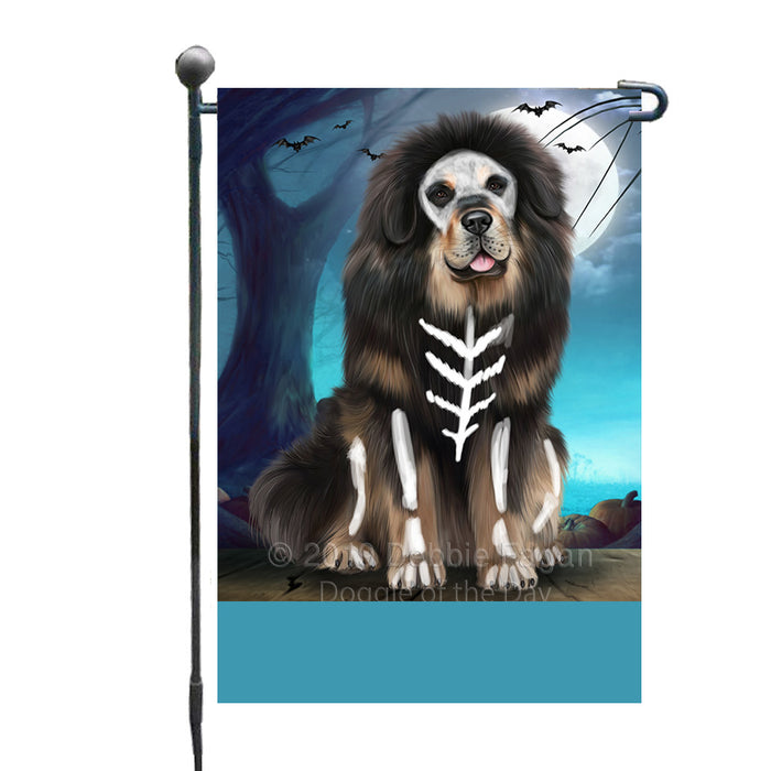 Personalized Happy Halloween Trick or Treat Tibetan Mastiff Dog Skeleton Custom Garden Flag GFLG64544