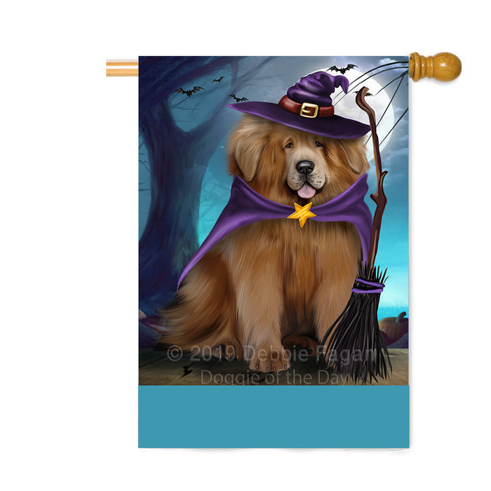 Personalized Happy Halloween Trick or Treat Tibetan Mastiff Dog Witch Custom House Flag FLG64290