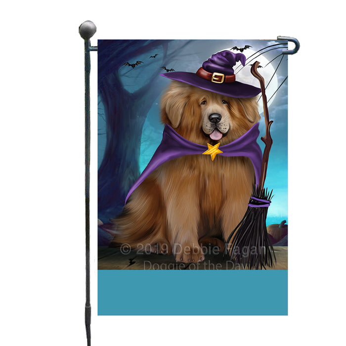 Personalized Happy Halloween Trick or Treat Tibetan Mastiff Dog Witch Custom Garden Flag GFLG64599