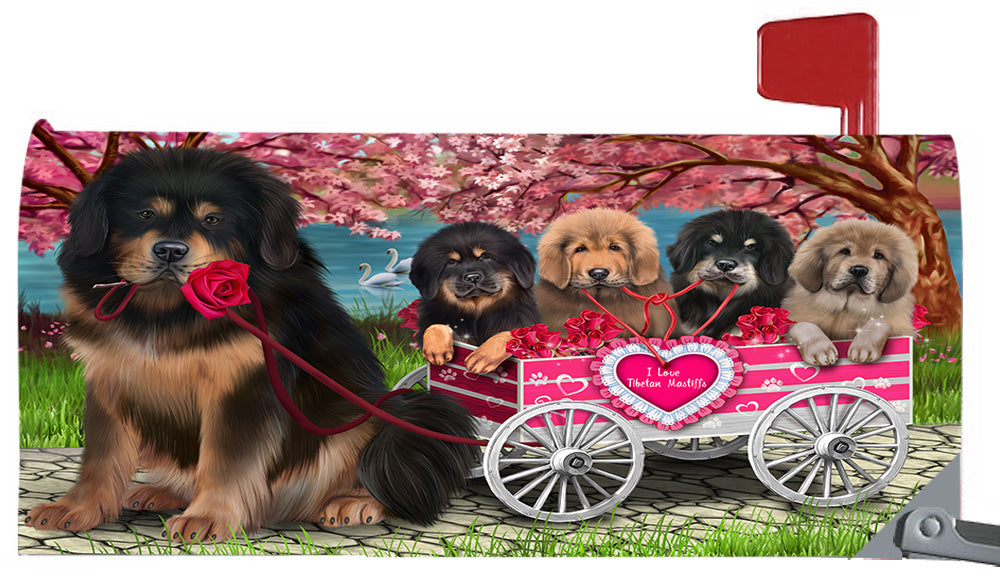 I Love Tibetan Mastiff Dogs in a Cart Magnetic Mailbox Cover MBC48592
