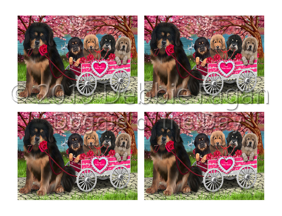 I Love Tibetan Mastiff Dogs in a Cart Placemat