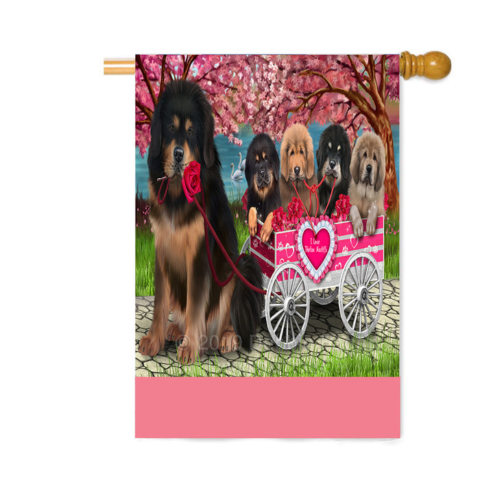 Personalized I Love Tibetan Mastiff Dogs in a Cart Custom House Flag FLG-DOTD-A62249