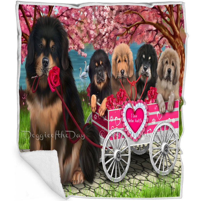 I Love Tibetan Mastiffs Dog in a Cart Blanket BLNKT105267