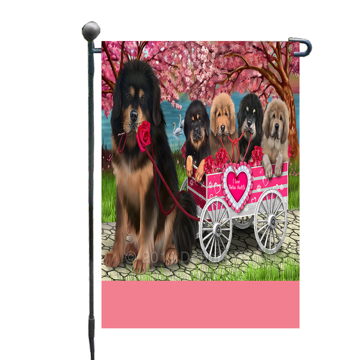 Personalized I Love Tibetan Mastiff Dogs in a Cart Custom Garden Flags GFLG-DOTD-A62193