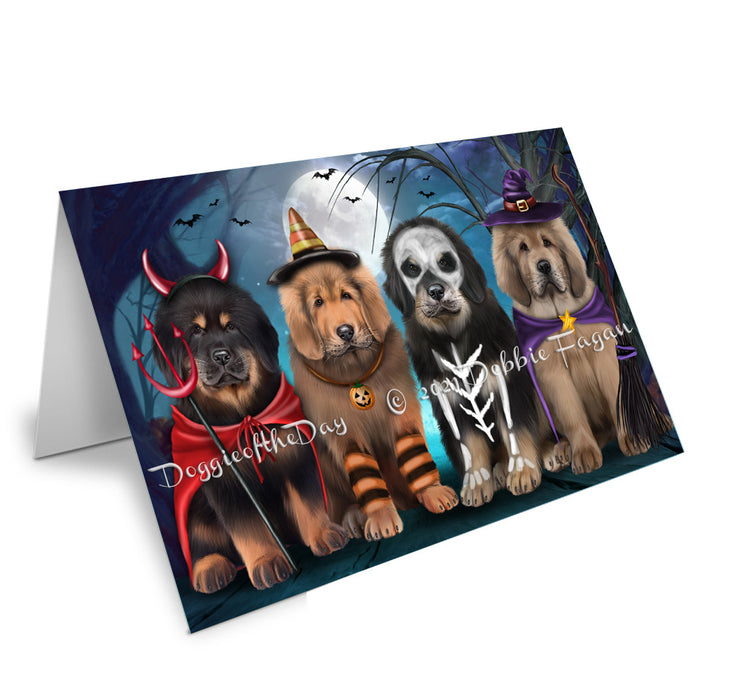 Happy Halloween Trick or Treat Tibetan Mastiff Dogs Handmade Artwork Assorted Pets Greeting Cards and Note Cards with Envelopes for All Occasions and Holiday Seasons GCD76841