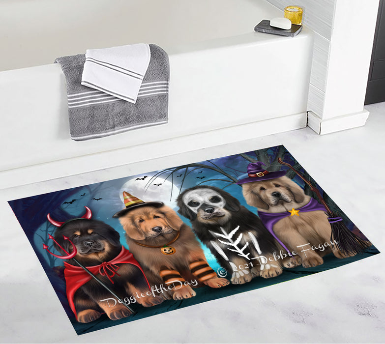 Happy Halloween Trick or Treat Tibetan Mastiff Dogs Bathroom Rugs with Non Slip Soft Bath Mat for Tub BRUG55027