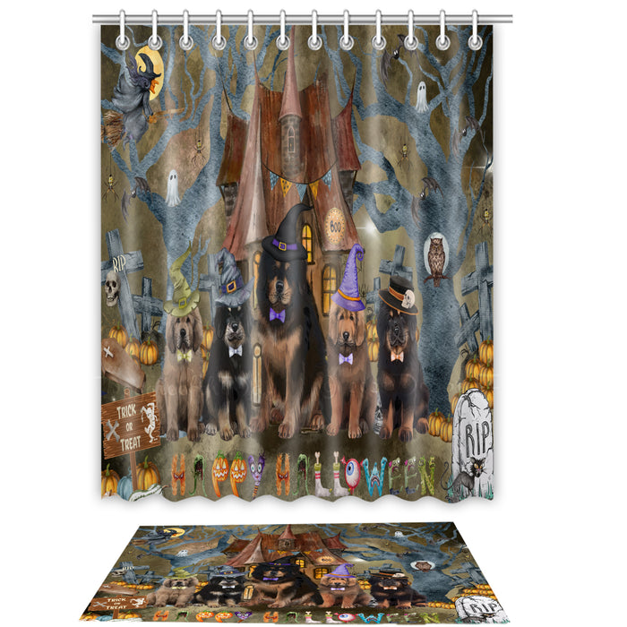 Tibetan Mastiff Shower Curtain with Bath Mat Set: Explore a Variety of Designs, Personalized, Custom, Curtains and Rug Bathroom Decor, Dog and Pet Lovers Gift