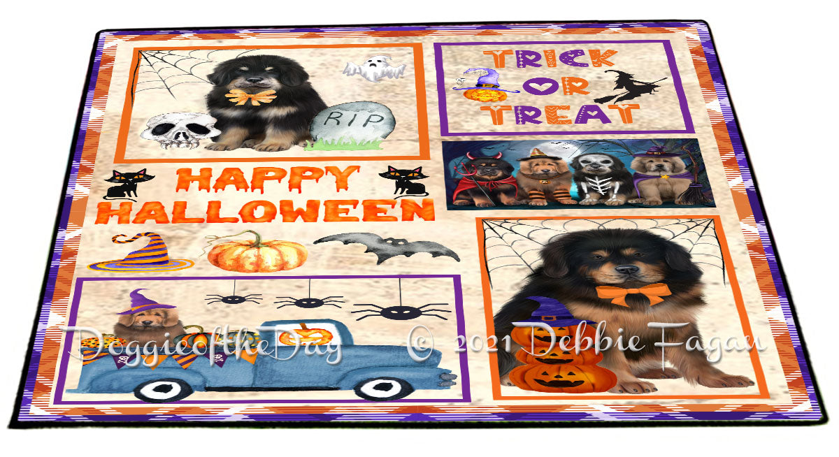 Happy Halloween Trick or Treat Tibetan Mastiff Dogs Indoor/Outdoor Welcome Floormat - Premium Quality Washable Anti-Slip Doormat Rug FLMS58234