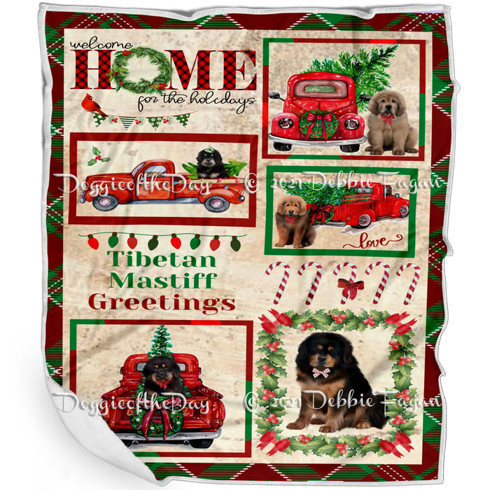 Welcome Home for Christmas Holidays Tibetan Mastiff Dogs Blanket BLNKT72206