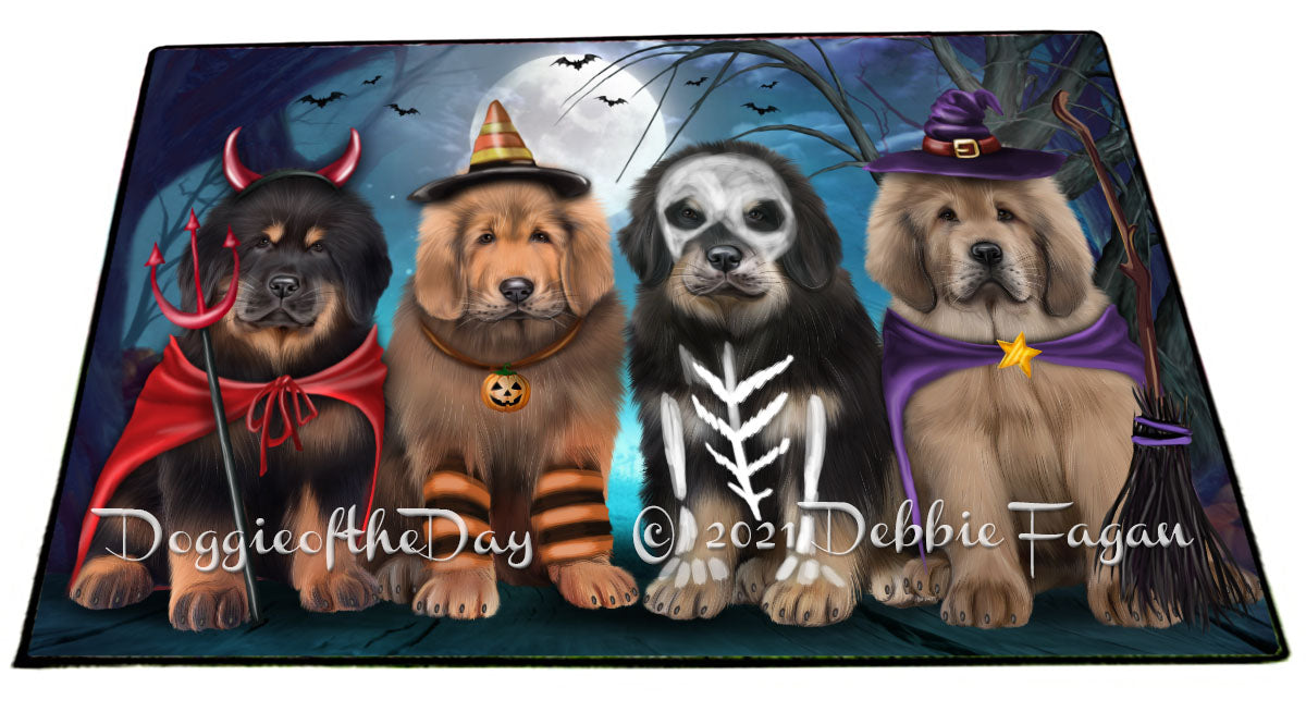Happy Halloween Trick or Treat Tibetan Mastiff Dogs Indoor/Outdoor Welcome Floormat - Premium Quality Washable Anti-Slip Doormat Rug FLMS58468