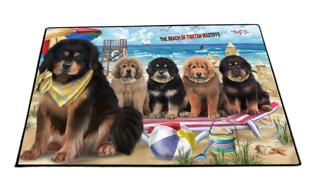 Pet Friendly Beach Tibetan Mastiff Dogs Floor Mat Anti-Slip Pet Door Mat Indoor Outdoor Front Rug Mats for Home Outside Entrance Pets Portrait Unique Rug Washable Premium Quality Mat