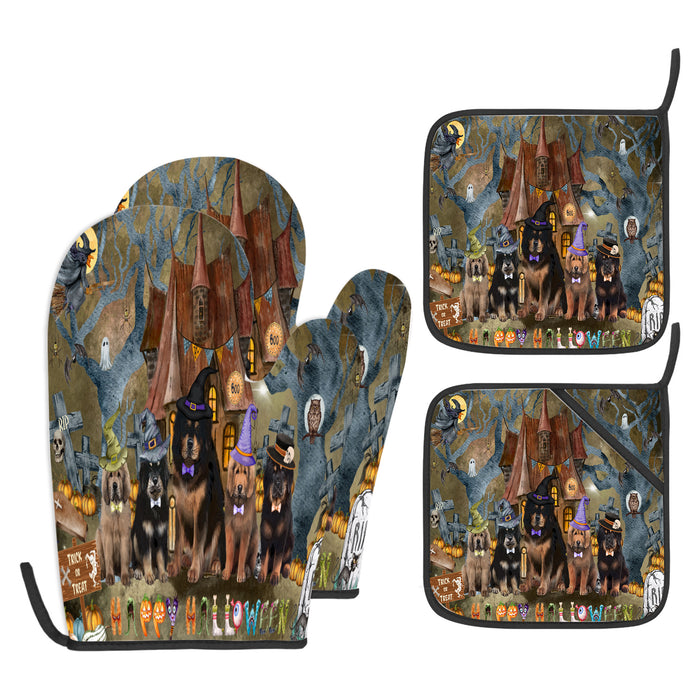 Tibetan Mastiff Oven Mitts and Pot Holder Set: Explore a Variety of Designs, Personalized, Potholders with Kitchen Gloves for Cooking, Custom, Halloween Gifts for Dog Mom