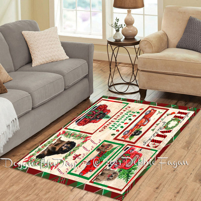 Welcome Home for Christmas Holidays Tibetan Mastiff Dogs Polyester Living Room Carpet Area Rug ARUG65228