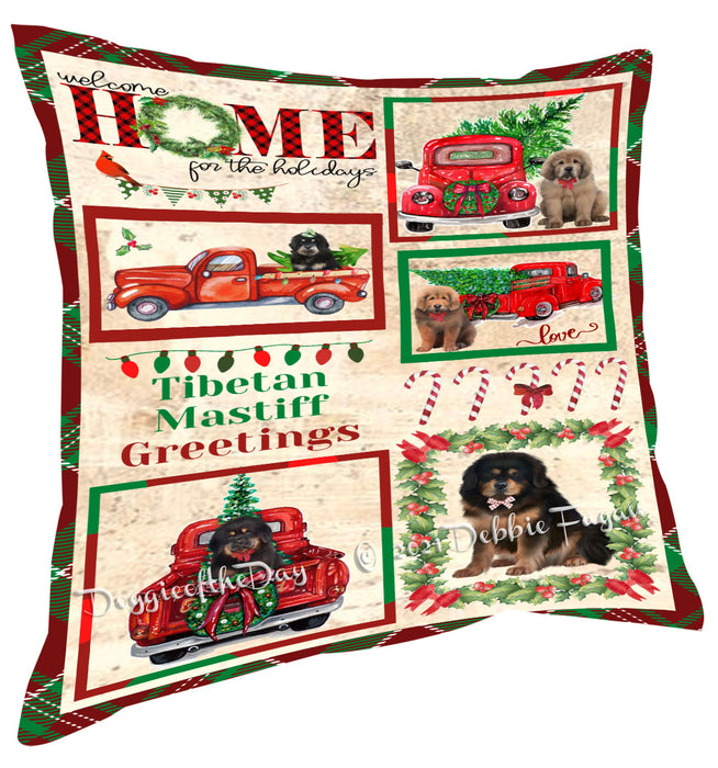 Welcome Home for Christmas Holidays Tibetan Mastiff Dogs Pillow with Top Quality High-Resolution Images - Ultra Soft Pet Pillows for Sleeping - Reversible & Comfort - Ideal Gift for Dog Lover - Cushion for Sofa Couch Bed - 100% Polyester