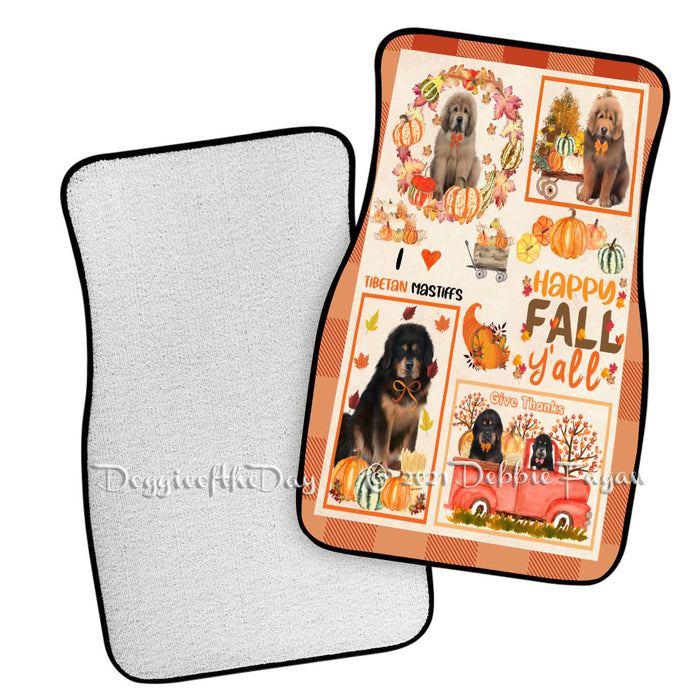 Happy Fall Y'all Pumpkin Tibetan Mastiff Dogs Polyester Anti-Slip Vehicle Carpet Car Floor Mats CFM49336