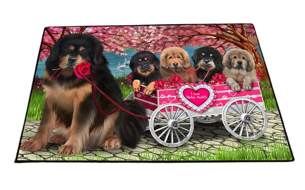 I Love Tibetan Mastiffs Dog in a Cart Floormat FLMS54514