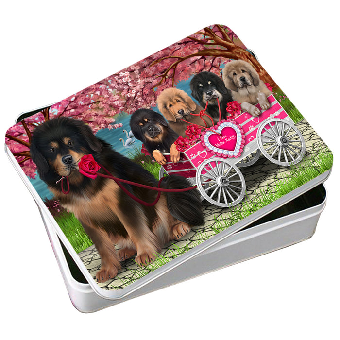I Love Tibetan Mastiffs Dog in a Cart Photo Storage Tin PITN54157