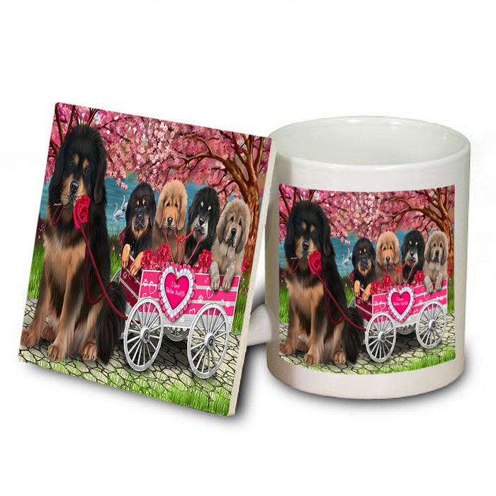 I Love Tibetan Mastiffs Dog in a Cart Mug and Coaster Set MUC54206