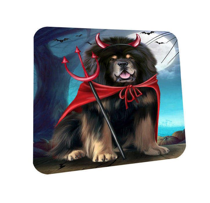 Happy Halloween Trick or Treat Tibetan Mastiff Dog Coasters Set of 4 CST54494