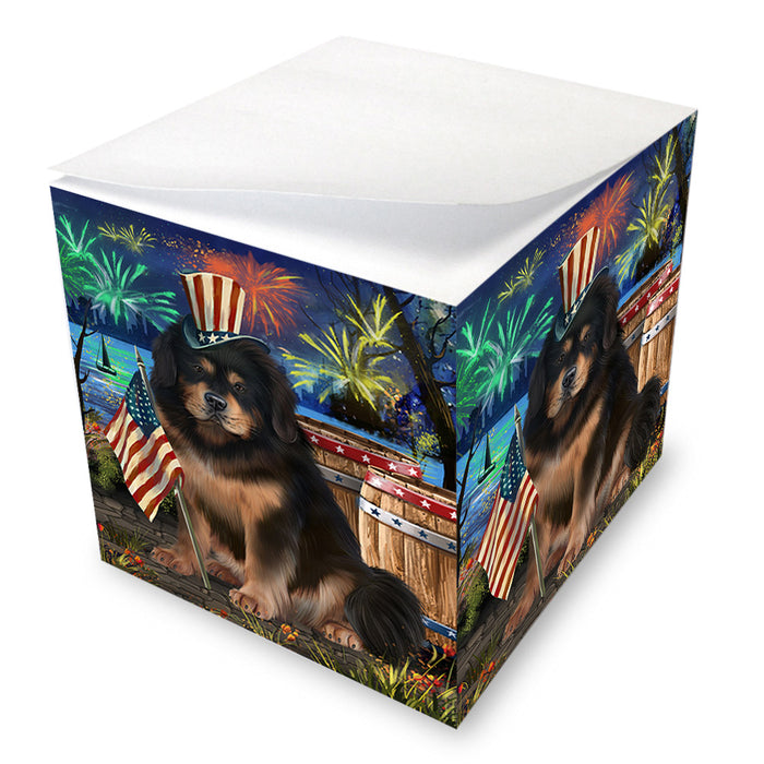 4th of July Independence Day Firework Tibetan Mastiff Dog Note Cube NOC55737