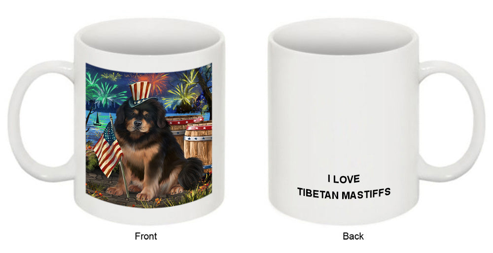 4th of July Independence Day Firework Tibetan Mastiff Dog Coffee Mug MUG49489
