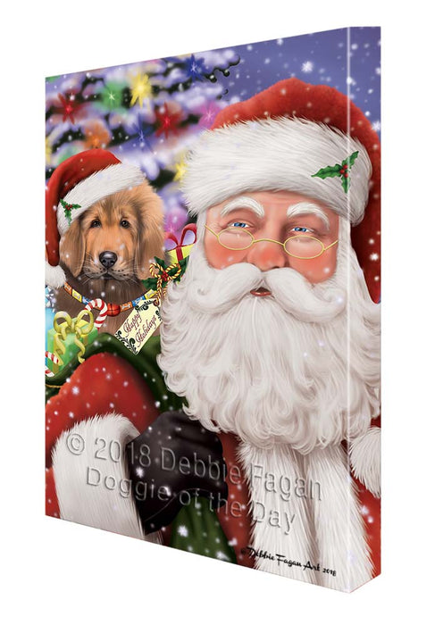 Santa Carrying Tibetan Mastiff Dog and Christmas Presents Canvas Print Wall Art Décor CVS119798