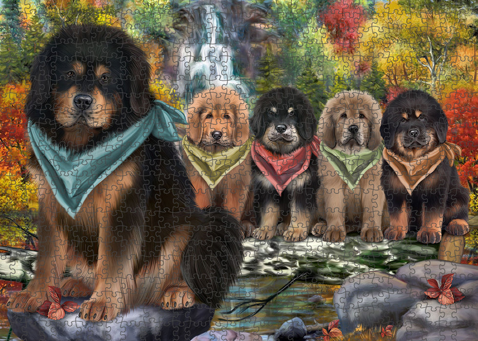 Scenic Waterfall Tibetan Mastiffs Dog Puzzle with Photo Tin PUZL86444