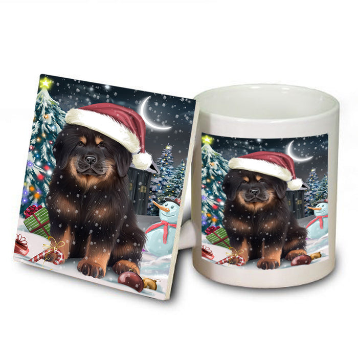 Have a Holly Jolly Christmas Happy Holidays Tibetan Mastiff Dog Mug and Coaster Set MUC54249