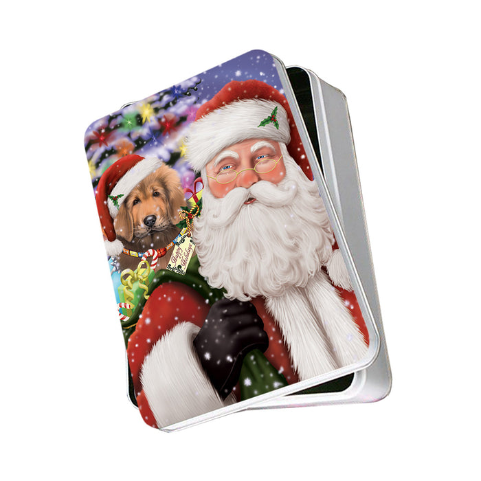 Santa Carrying Tibetan Mastiff Dog and Christmas Presents Photo Storage Tin PITN55484