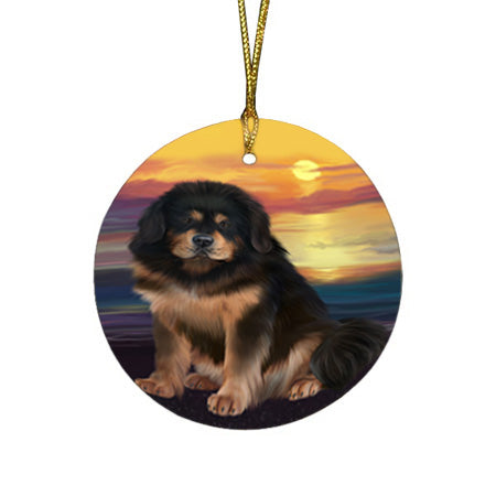 Tibetan Mastiff Dog Round Flat Christmas Ornament RFPOR54763