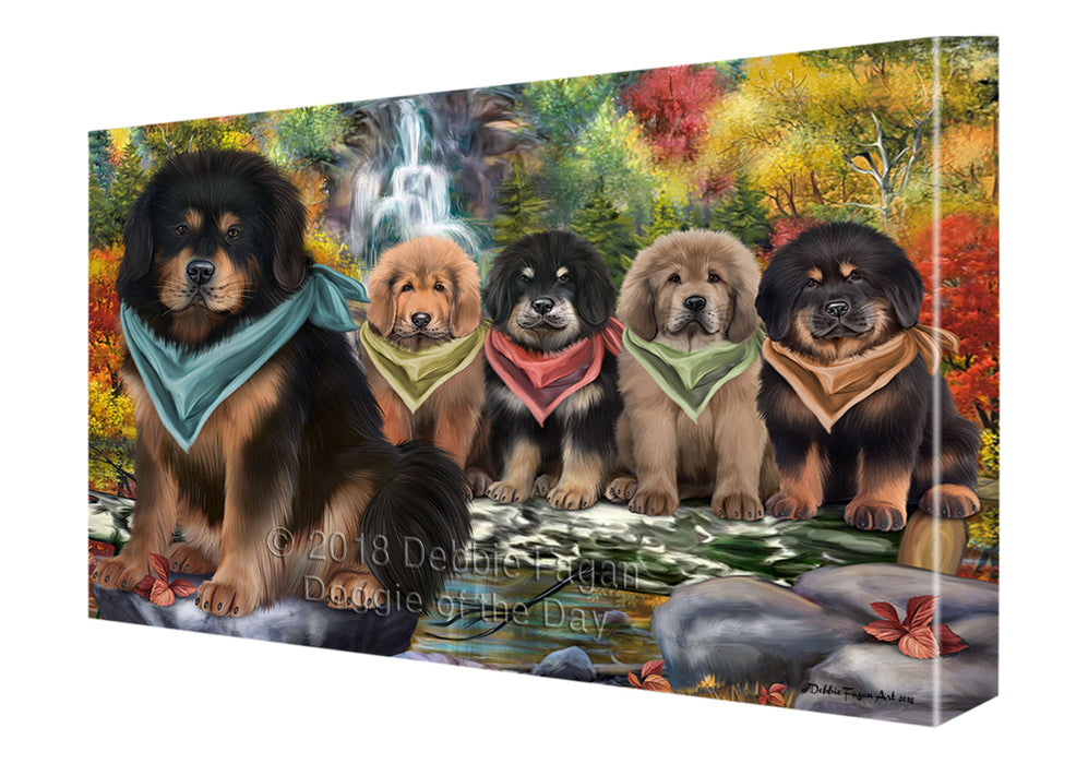 Scenic Waterfall Tibetan Mastiffs Dog Canvas Print Wall Art Décor CVS111248