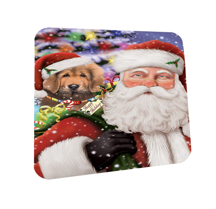 Santa Carrying Tibetan Mastiff Dog and Christmas Presents Coasters Set of 4 CST55499