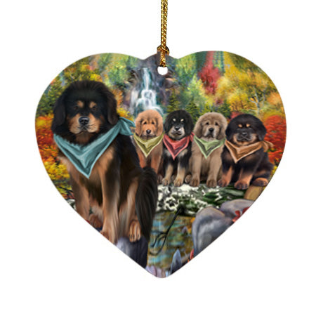 Scenic Waterfall Tibetan Mastiffs Dog Heart Christmas Ornament HPOR54822