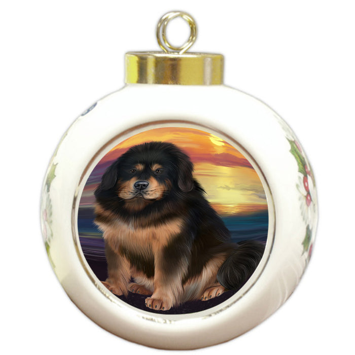 Tibetan Mastiff Dog Round Ball Christmas Ornament RBPOR54772