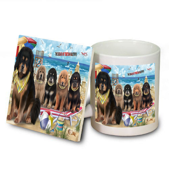 Pet Friendly Beach Tibetan Mastiffs Dog Mug and Coaster Set MUC54189