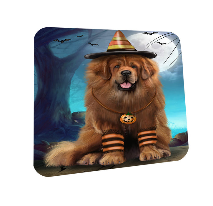 Happy Halloween Trick or Treat Tibetan Mastiff Dog Coasters Set of 4 CST54495