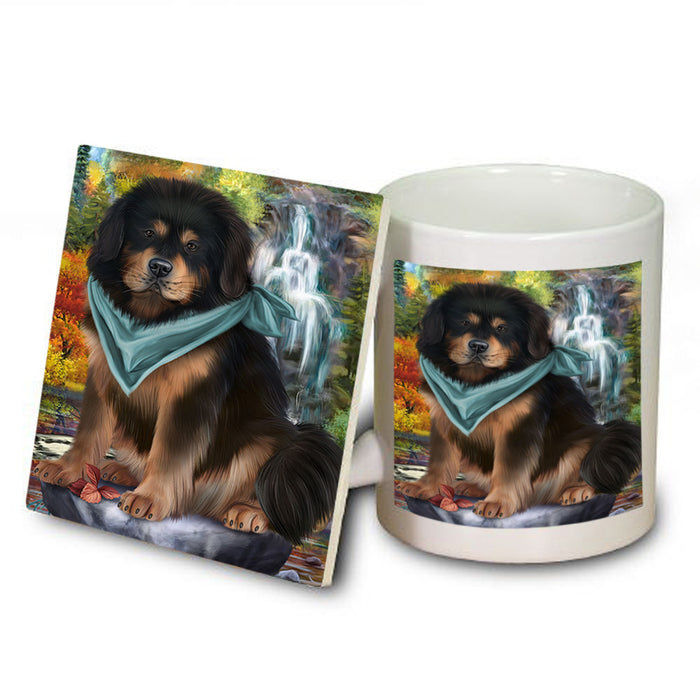 Scenic Waterfall Tibetan Mastiff Dog Mug and Coaster Set MUC54687