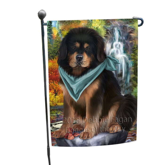 Scenic Waterfall Tibetan Mastiff Dog Garden Flag GFLG54885