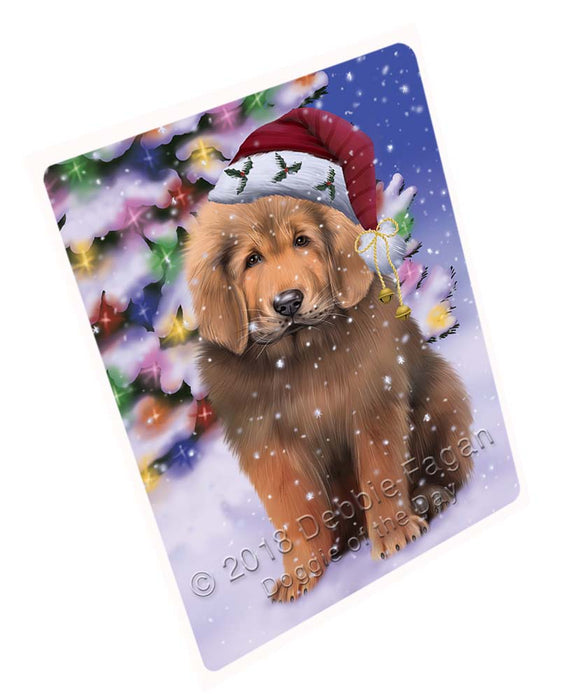 Winterland Wonderland Tibetan Mastiff Dog In Christmas Holiday Scenic Background Cutting Board C72351