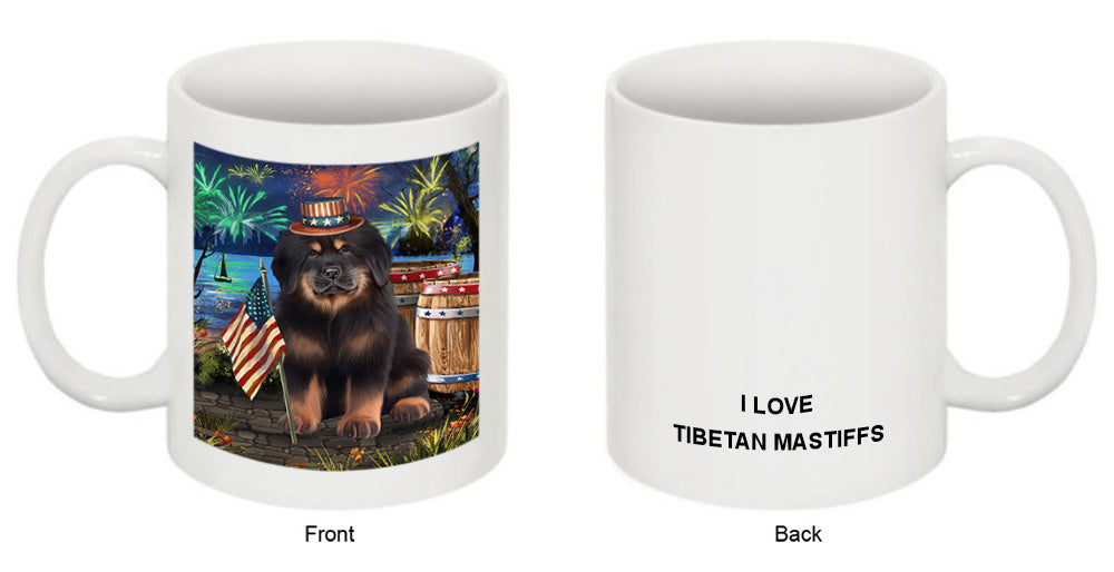 4th of July Independence Day Firework Tibetan Mastiff Dog Coffee Mug MUG49490