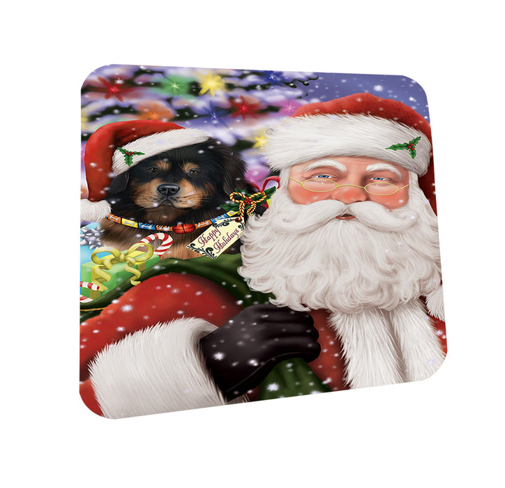 Santa Carrying Tibetan Mastiff Dog and Christmas Presents Coasters Set of 4 CST55500